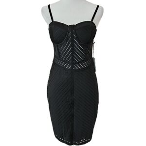 Iris Sheer Black Mesh Dress Womens Large Built In Bra Clubbing Rave Sexy Bodycon